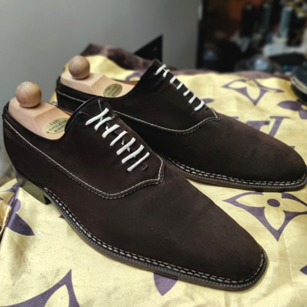 Sutor mantellassi brown suede oxfords
